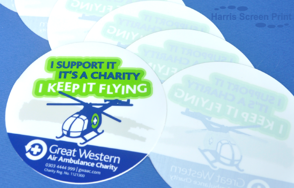 Car Window stickers printed for Great Western Air Ambulance Charity