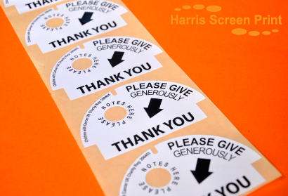 We supply charity donation collection tin stickers