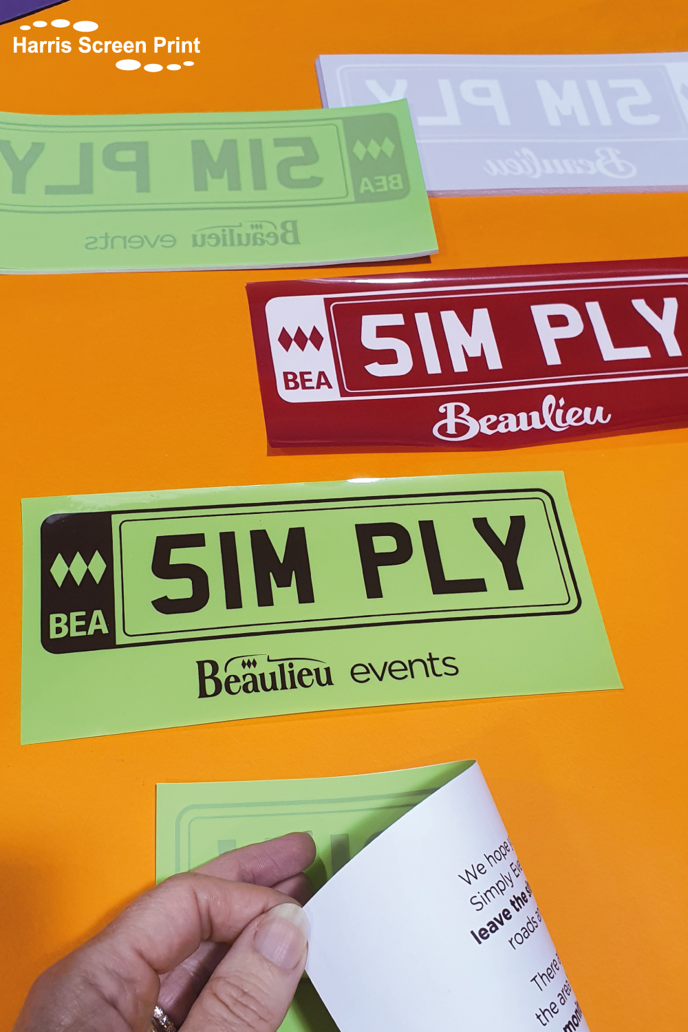 Simply Beaulieu Events car window stickers