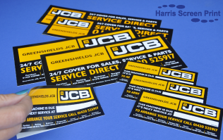 Hard wearing durable waterproof stickers printed for JCB