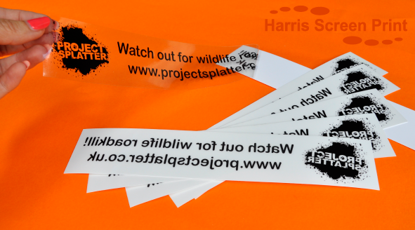 Clear Window Stickers printed for Project Splatter