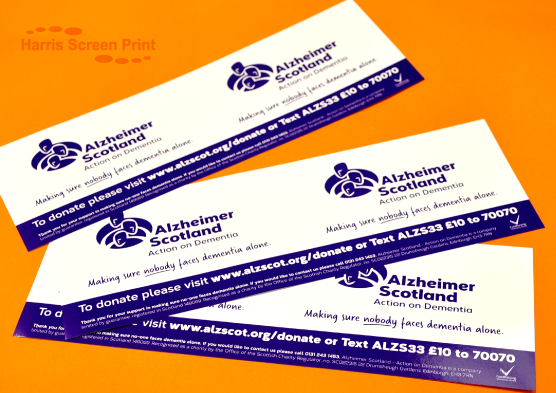 Waterproof Outdoor Stickers printed for Scotland Alzheimer Charity