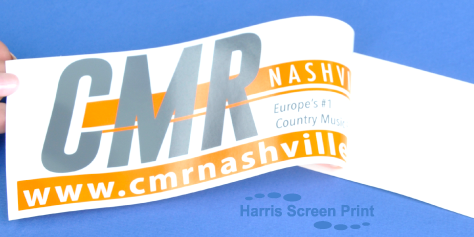 Car window stickers printed for CMR Nashville radio station